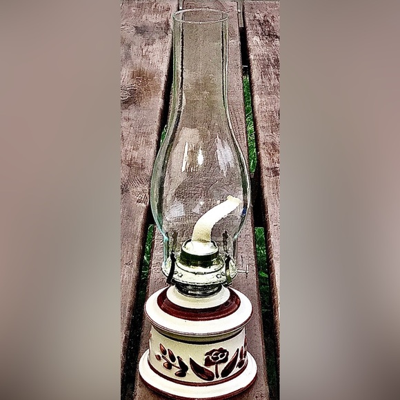 Vintage Unused LAMPLIGHT FARMS Glazed Ceramic Kerosene Oil Lantern Lamp - Picture 4 of 9